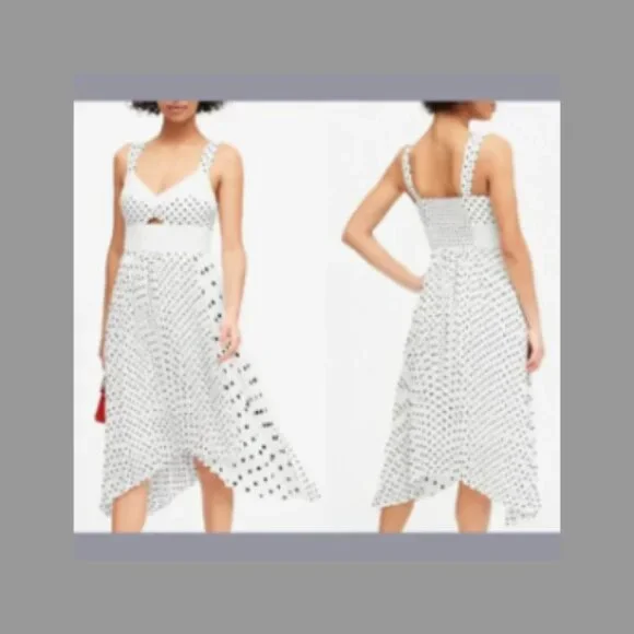 Banana Republic | Dresses | Banana Republic Polka Dot Pleated Sweetheart  Asymmetric Midi Dress Size 6 | Poshmark